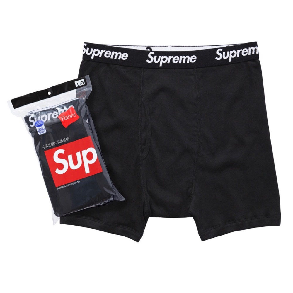 SUPREME Black Boxers 3-Pack Hanes Size M